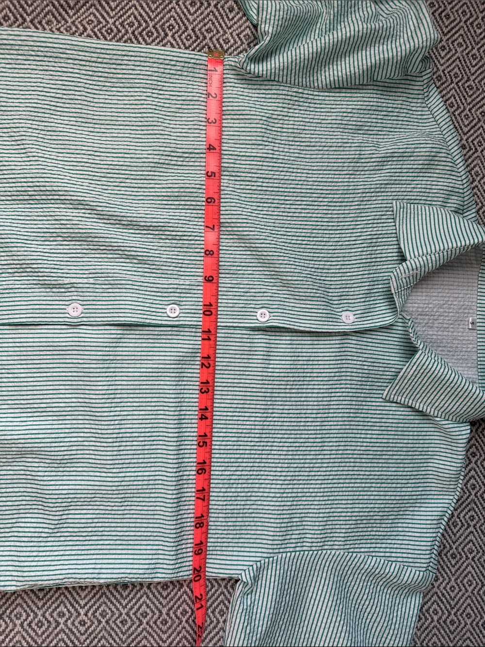 Vintage Mint Green Striped Button-Down Shirt - Picture 9 of 9